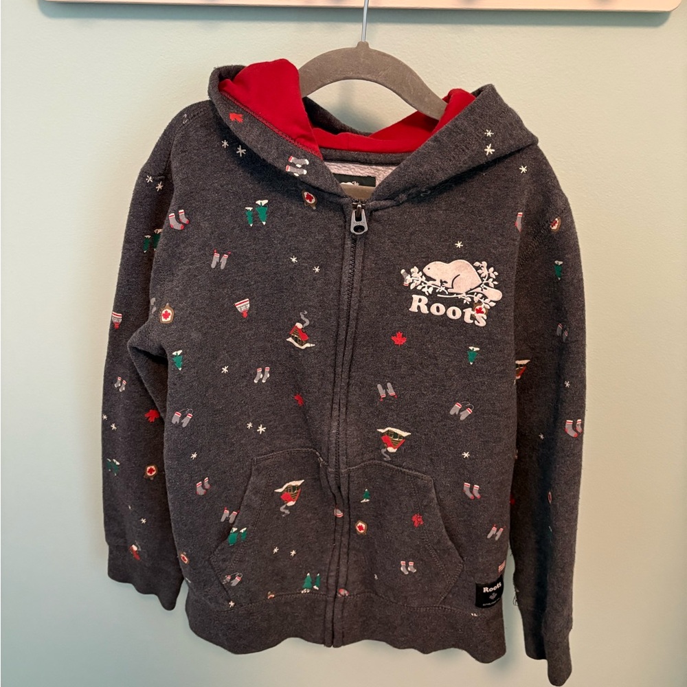 Roots Kids Charcoal Hoodie with Winter Details
